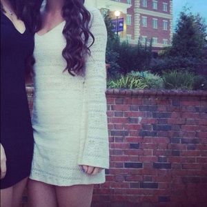 Tobi Cream Lace Long Sleeve Dress